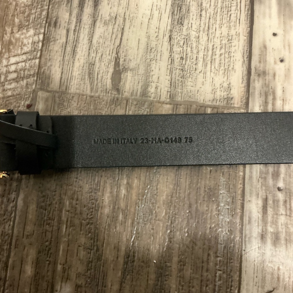 Dior Black Leather Belt with Gold Buckle and Pearl 38 inches - Picture 13 of 16